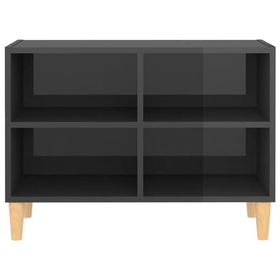 vidaXL Szafka TV z drewnianymi nóżkami, szara, połysk, 69,5x30x50 cm