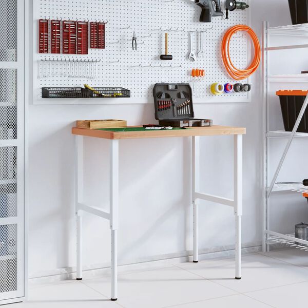 vidaXL Stolik roboczy, 100x60x(73-99,5) cm, prostokątny, drewno bukowe