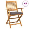 vidaXL Krzesło składane z poduszką 8 pcs Szary 49 x 57.5 x 92cm