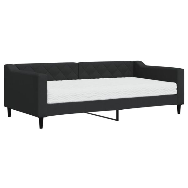 vidaXL Sofa z materacem, czarna, 90x190 cm, tkanina