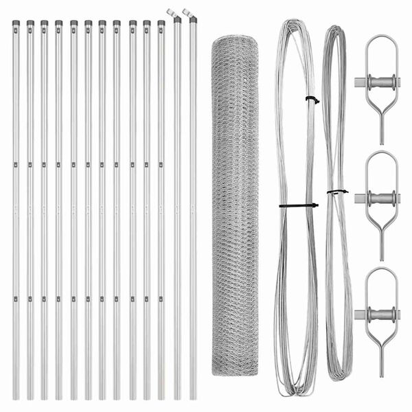 vidaXL Słupek ogrodzeniowy. Srebrny 25 x 1,2 m (siatka 13 mm) Stal