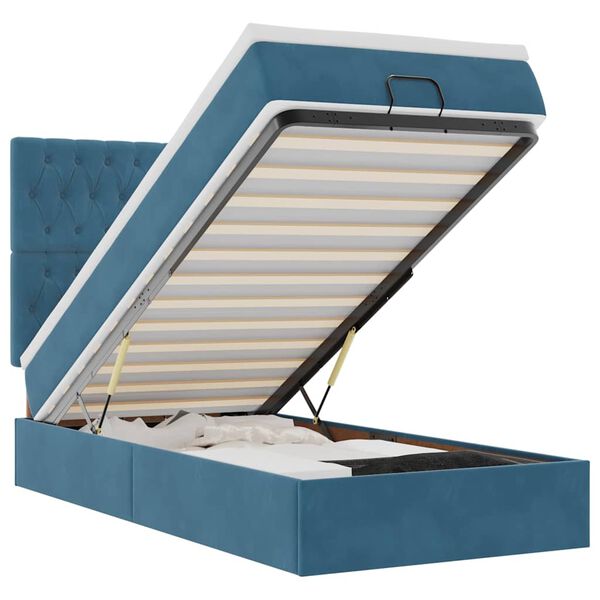 vidaXL Rama łóżka otomana z materacami, niebieska, 80x200 cm, aksamit