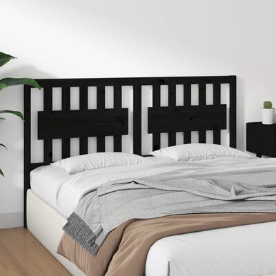 vidaXL Wezgłowie łóżka, czarne, 155,5x4x100 cm, lite drewno sosnowe