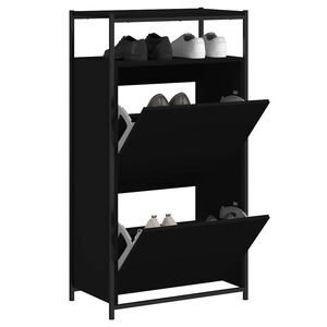 vidaXL Szafka na buty, czarna, 60x34x112 cm, materiał drewnopochodny