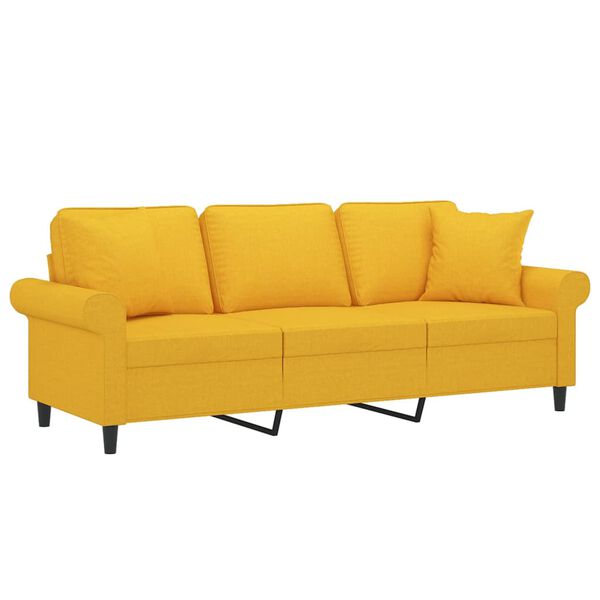 vidaXL 3-osobowa sofa wypoczynkowa z poduszkami, ż&oacute;łta, 180 cm