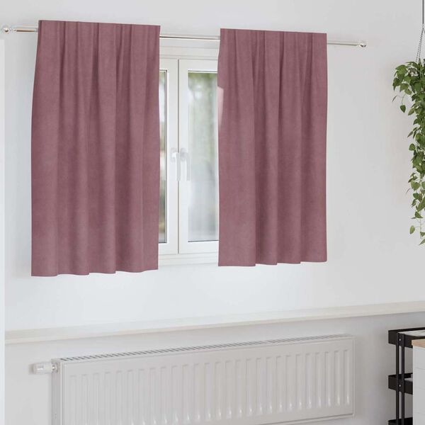 vidaXL Zasłony zaciemniające 2 pcs Ciemny R&oacute;ż 140 x 140 cm Aksamit