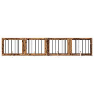 vidaXL Bramka dla ps&oacute;w z podp&oacute;rkami 4 pcs Stare drewno 100 x 80 cm