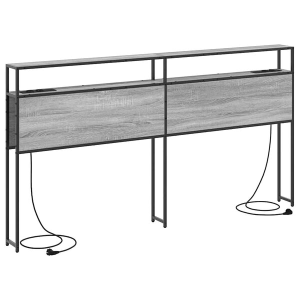 vidaXL Zagł&oacute;wek do przechowywania z p&oacute;łką Szary dąb sonoma 200 cm