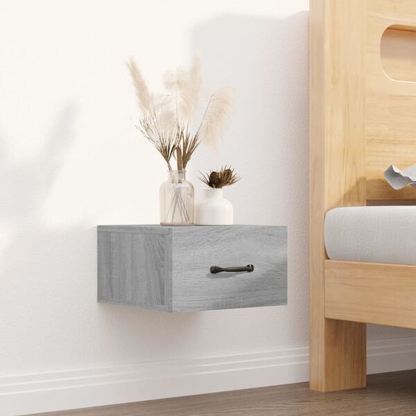 vidaXL Wiszące szafki nocne, 2 szt., szary dąb sonoma, 35x35x20 cm