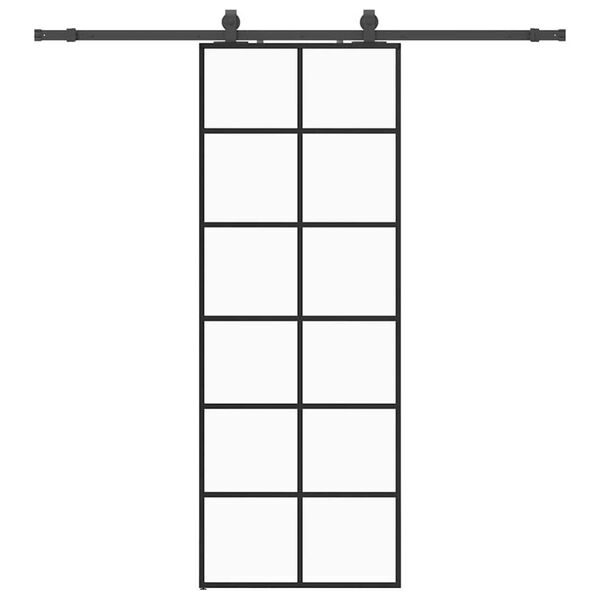 vidaXL Drzwi przesuwne z zestawem okuć czarne 76x205 cm ESG szkło