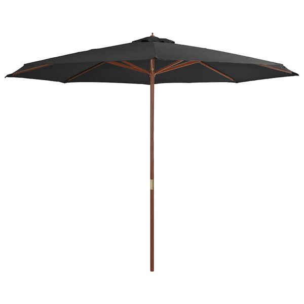 vidaXL Parasol ogrodowy na drewnianym słupku, 350 cm, antracytowy