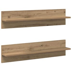 vidaXL P&oacute;łka ścienna z p&oacute;łką 2 pcs Dąb rzemieślniczy 80 x 11,5 x 18 cm