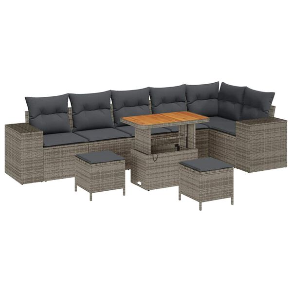 vidaXL Zestaw Sof na Ogr&oacute;d z poduszką z przechowywaniem 9 pcs Szary