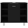 vidaXL 4-częściowy zestaw mebli łazienkowych, czarny, płyta wi&oacute;rowa
