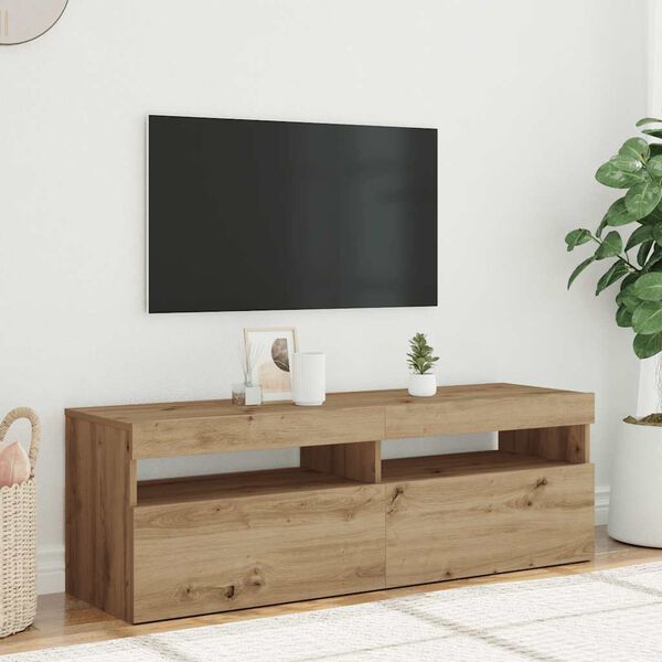 vidaXL Szafka pod TV z oświetleniem LED, dąb artisan, 120x35x40 cm