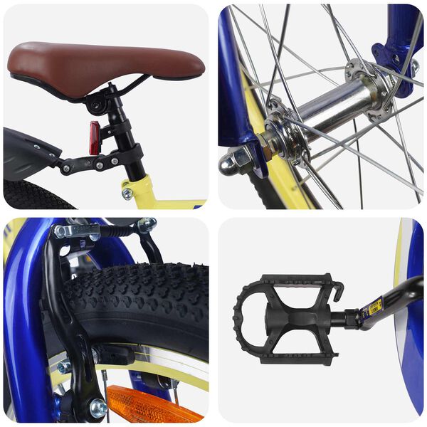 vidaXL Rower Dziecięcy 18 Cali dla dzieci w wieku 5-7 lat Ż&oacute;łty