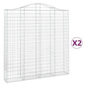 vidaXL Kosze gabionowe, 2 szt, 200x30x200/220 cm, galwanizowane żelazo