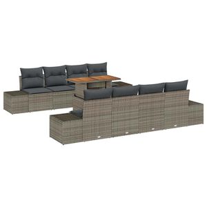 vidaXL Zestaw do jadalni w ogrodzie z poduszką 9 pcs Szary i brązowy