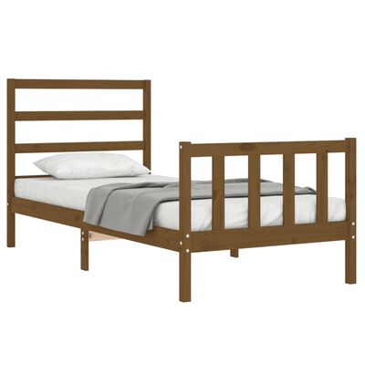 vidaXL Rama łóżka z wezgłowiem, miodowy brąz, 2FT6, pojedyncza, drewno