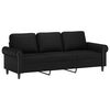vidaXL 3-osobowa sofa z poduszkami, czarna, 180 cm, sztuczna sk&oacute;ra