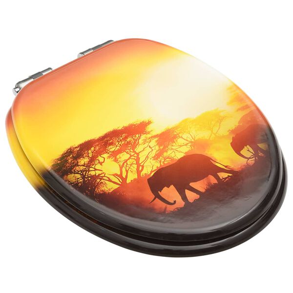 vidaXL Deska klozetowa wolnoopadająca, MDF, wzór sawanny