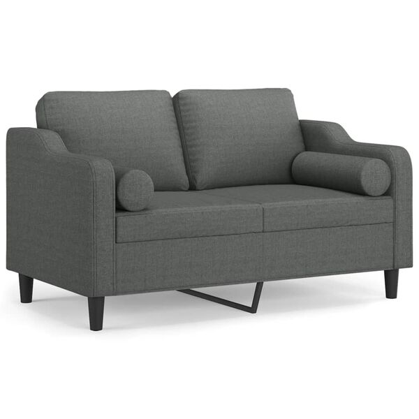 vidaXL 2-osobowa sofa z poduszkami, ciemnoszara, 120 cm, tkanina
