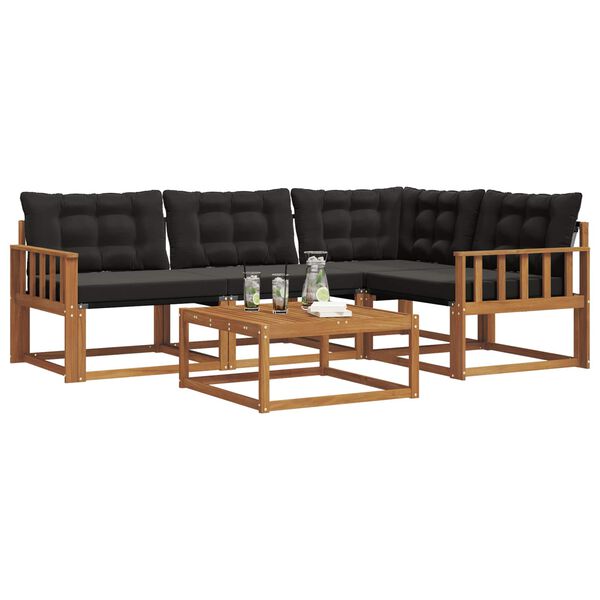 vidaXL Zestaw sof na zewnątrz z poduszką 5 pcs Naturalny i czarny