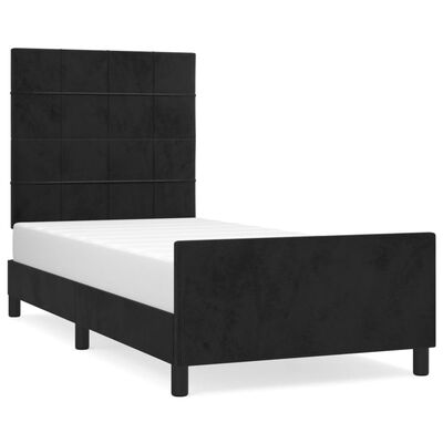 vidaXL Rama łóżka z zagłówkiem, czarna, 90x190 cm, aksamitna