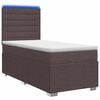 vidaXL Ł&oacute;żko z box spring LED z materacem Ciemny brąz 90 x 200 cm