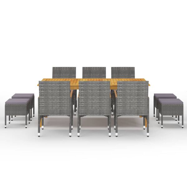 vidaXL 11-częściowy zestaw mebli ogrodowych, szary