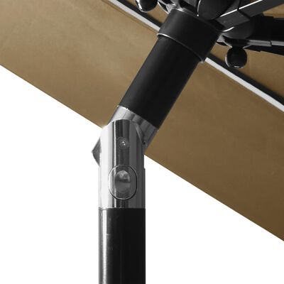 vidaXL 3-poziomowy parasol na aluminiowym słupku, taupe, 3 m