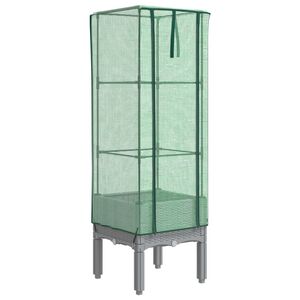 vidaXL Podwyższona donica ze szklarnią, wygląd rattanu, 40x40x140 cm