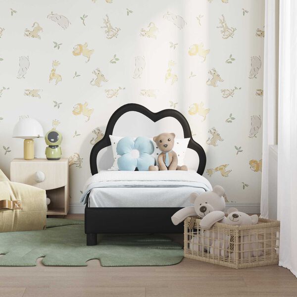 vidaXL Stelaż łóżka dla malucha z oparciem Czarny 70 x 140 cm PU