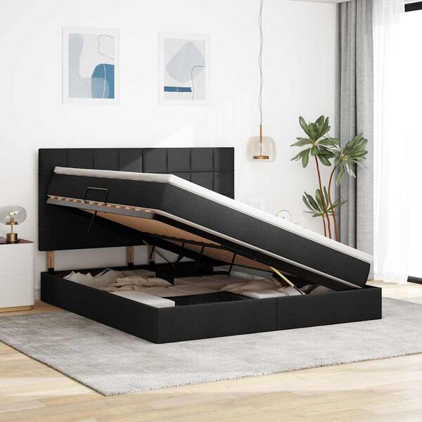 vidaXL Ł&oacute;żko z miejscem na przechowywanie i LED Czarny 160 x 200 cm