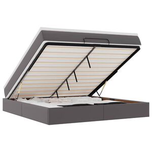 vidaXL Rama ł&oacute;żka otomana z materacem, szara, 160x200 cm, ekosk&oacute;ra