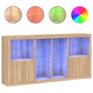 vidaXL Szafka z oświetleniem LED, dąb sonoma, 202x37x100 cm