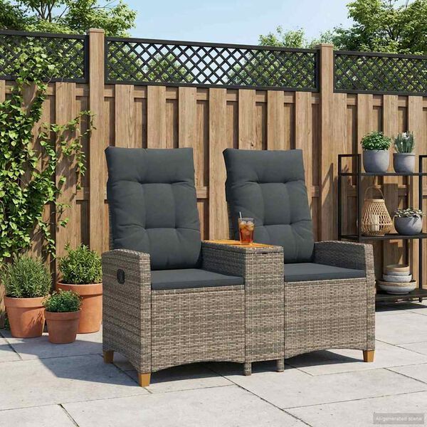 vidaXL Leżanka z stolikiem Szary i ciemnoszary 126 x 65 x 112 cm