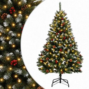 vidaXL Sztuczna choinka z zawiasami 120 cm 150 LED Ciepła biel stal