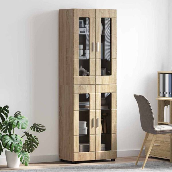 vidaXL Highboard z p&oacute;łką z drzwiami FLORIN Dąb Sonoma 60 x 35 x 182 cm