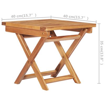 vidaXL Leżak ze stolikiem i poduszką, lite drewno tekowe