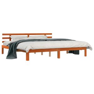 vidaXL Ramka ł&oacute;żka Z zagł&oacute;wkiem Woskowy Brąz 203.5 x 205.5 x 69.5 cm