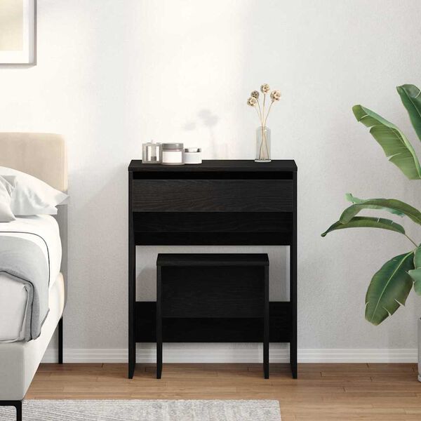 vidaXL Stolik Toaletowy z szufladą Czarny dąb 60 x 40 x 75 cm