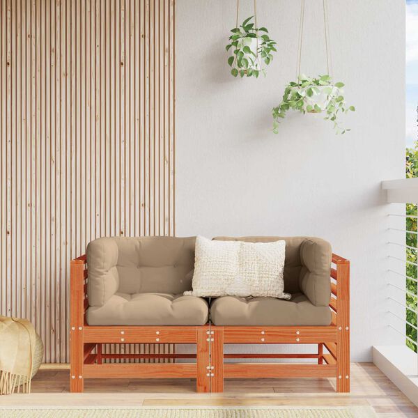 vidaXL Sofa narożna do ogrodu Lite drewno sosnowe Woskowy Brąz