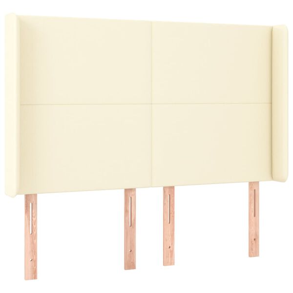 vidaXL Zagł&oacute;wek uszak, kremowy, 147x16x118/128 cm, sztuczna sk&oacute;ra