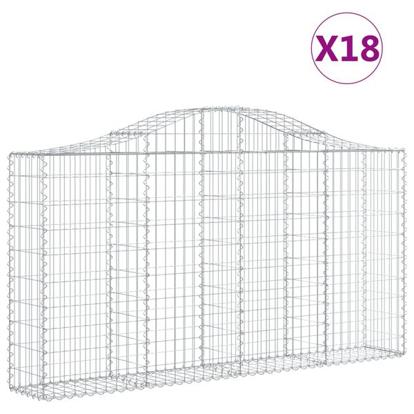 vidaXL Kosze gabionowe, 18 szt, 200x30x100/120cm, galwanizowane żelazo