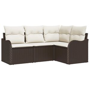 vidaXL Zestaw Sof na Ogr&oacute;d z przechowywaniem 4 pcs Brązowy polirattan