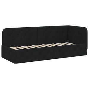 vidaXL Rama ł&oacute;żka narożnego Czarny 80 x 200 cm tkanina