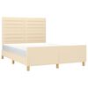 vidaXL Rama ł&oacute;żka bez materaca, kremowa, 140x200 cm, obita tkaniną