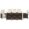 vidaXL Zestaw do jadalni w ogrodzie 9 pcs Brązowy polirattan