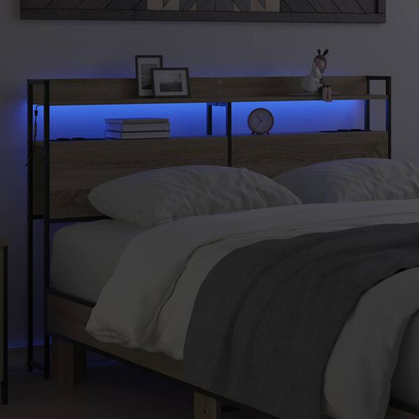 vidaXL Zagł&oacute;wek do przechowywania z p&oacute;łką dąb sonoma 160 cm